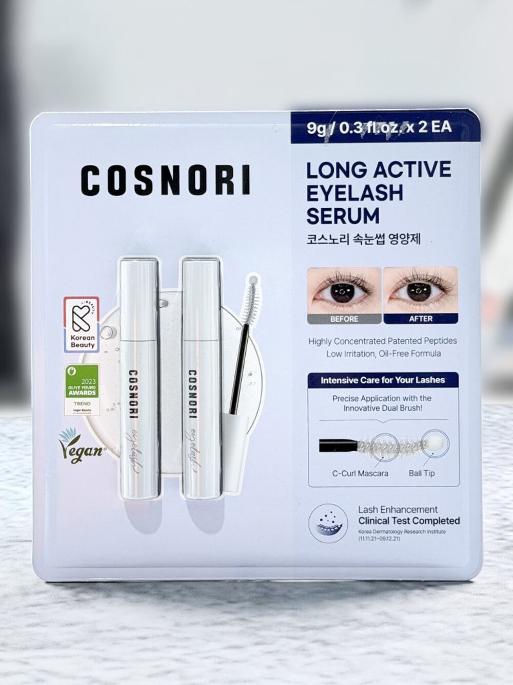 COSNORI Long Active Eyelash Serum 2-Pack 0.31 oz K-Beauty Lash Growth SEALED NEW